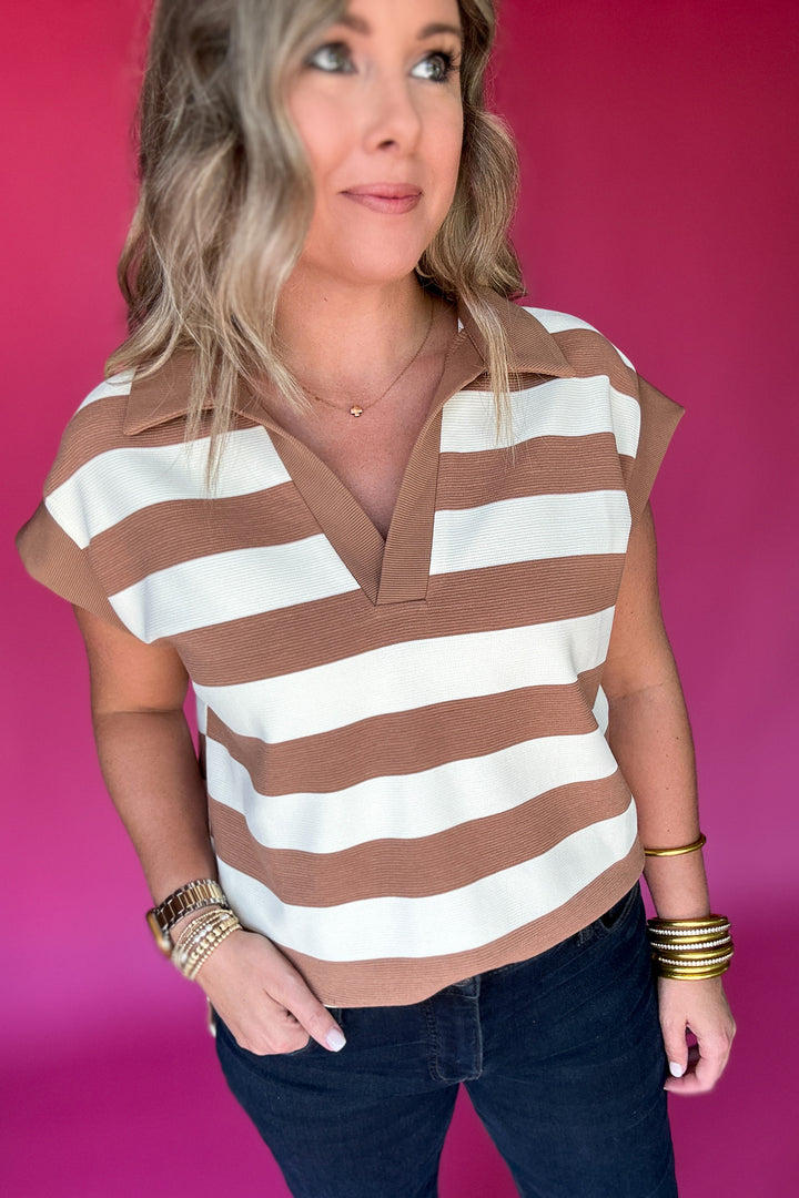 Everyday Elevated Stripe Top - Mocha