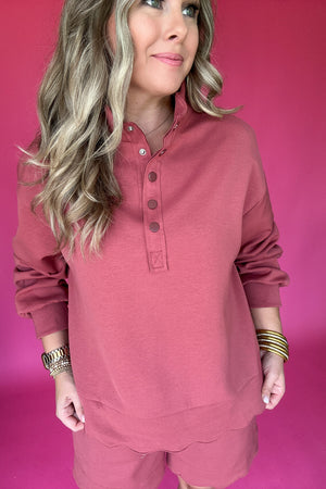 Right Here Scallop Pullover - Rosewood