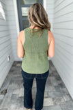 RIBBED V-NECK BUTTON UP SWEATER VEST - Green