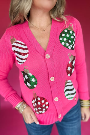 pink sequin cardigan