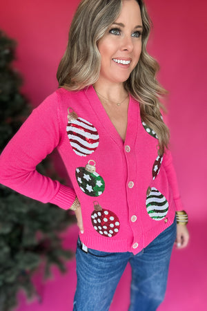 Ornament Pink Sequin Cardigan