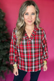 Christmas Wishes Plaid Ruffle Top - Red