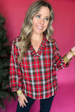 Christmas Wishes Plaid Ruffle Top - Red