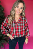 Christmas Wishes Plaid Ruffle Top - Red