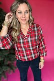 Christmas Wishes Plaid Ruffle Top - Red