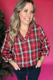 Christmas Wishes Plaid Ruffle Top - Red