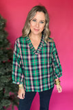 Christmas Wishes Plaid Ruffle Top - Green