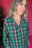 Christmas Wishes Plaid Ruffle Top - Green