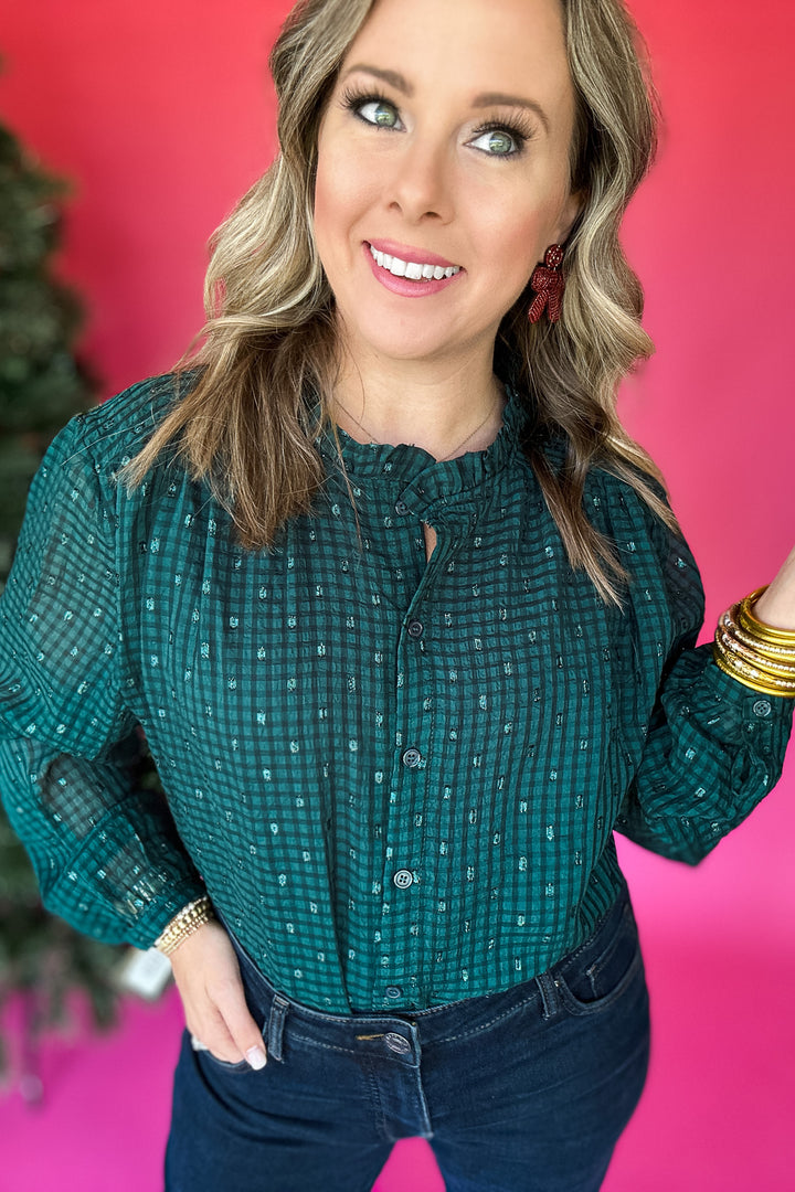 Molly Bracken: Shine On Hunter Green Blouse