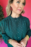 Molly Bracken: Shine On Hunter Green Blouse