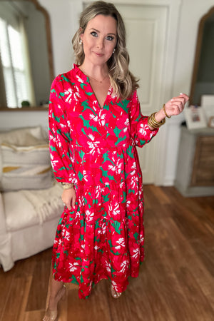 Pretty Poinsettia Maxi Dress