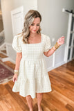 Tweed Puff Sleeve Dress