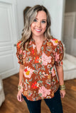 THML: Forever Falling Floral Blouse - Brown Multi