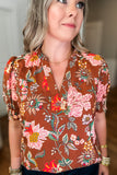 THML: Forever Falling Floral Blouse - Brown Multi