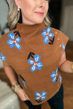 THML: Flower Up Knit Top - Brown