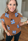 THML: Flower Up Knit Top - Brown