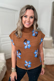 THML: Flower Up Knit Top - Brown