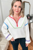 Zip It Colorful Sweater - Snow