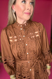 Southern Belle Lace Dress - Brown