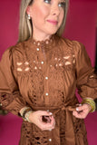 Southern Belle Lace Dress - Brown