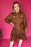 Southern Belle Lace Dress - Brown