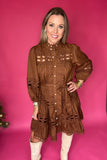 Southern Belle Lace Dress - Brown