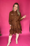 Southern Belle Lace Dress - Brown