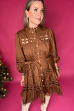 Southern Belle Lace Dress - Brown