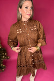 Southern Belle Lace Dress - Brown