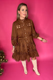 Southern Belle Lace Dress - Brown