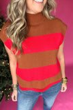 Nice Enough Scallop Sweater Top - Camel Stripes