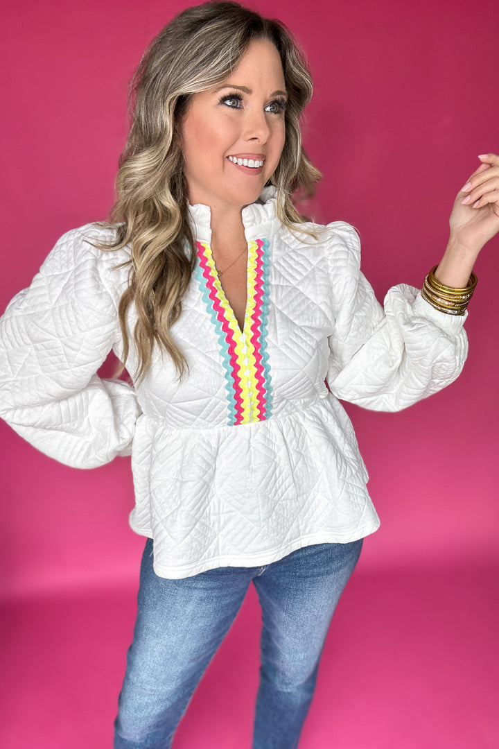 Winter Wonderland Peplum Top - White