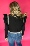 Little Miss Embroidered Crop Vest - Black