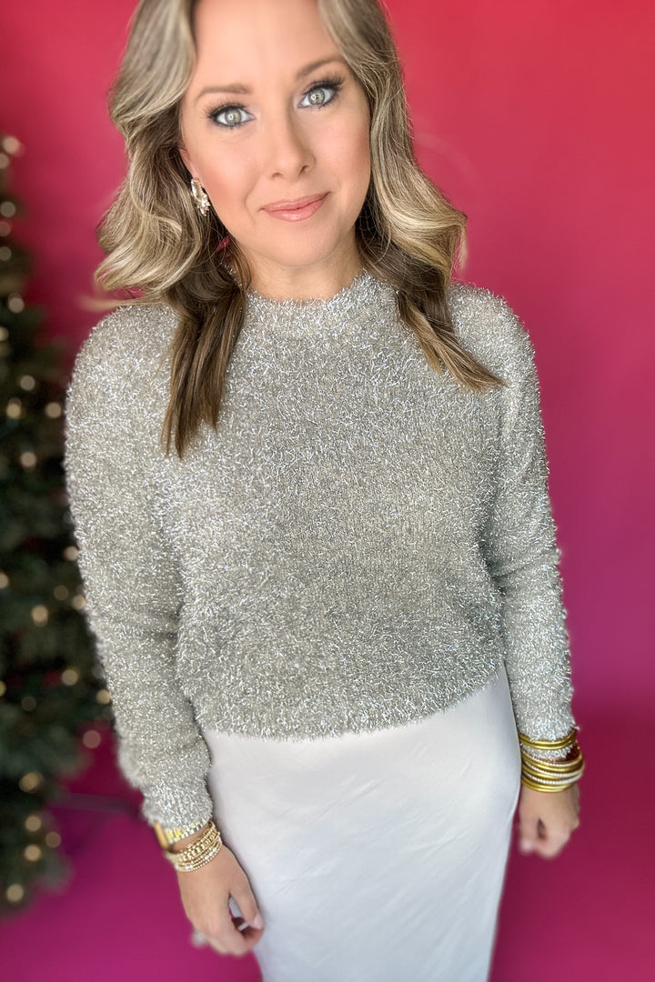 Z Supply: Tinseltown Cropped Sweater- Silver