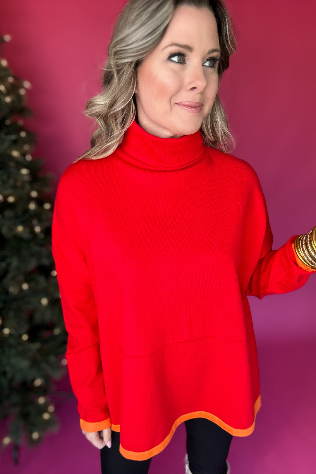 THML: Most Like You Sweater Tunic - Red