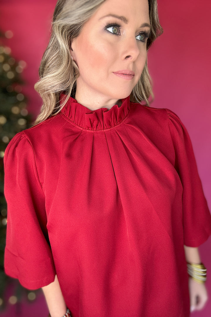 Wrapping Up Bow Back Blouse - Wine