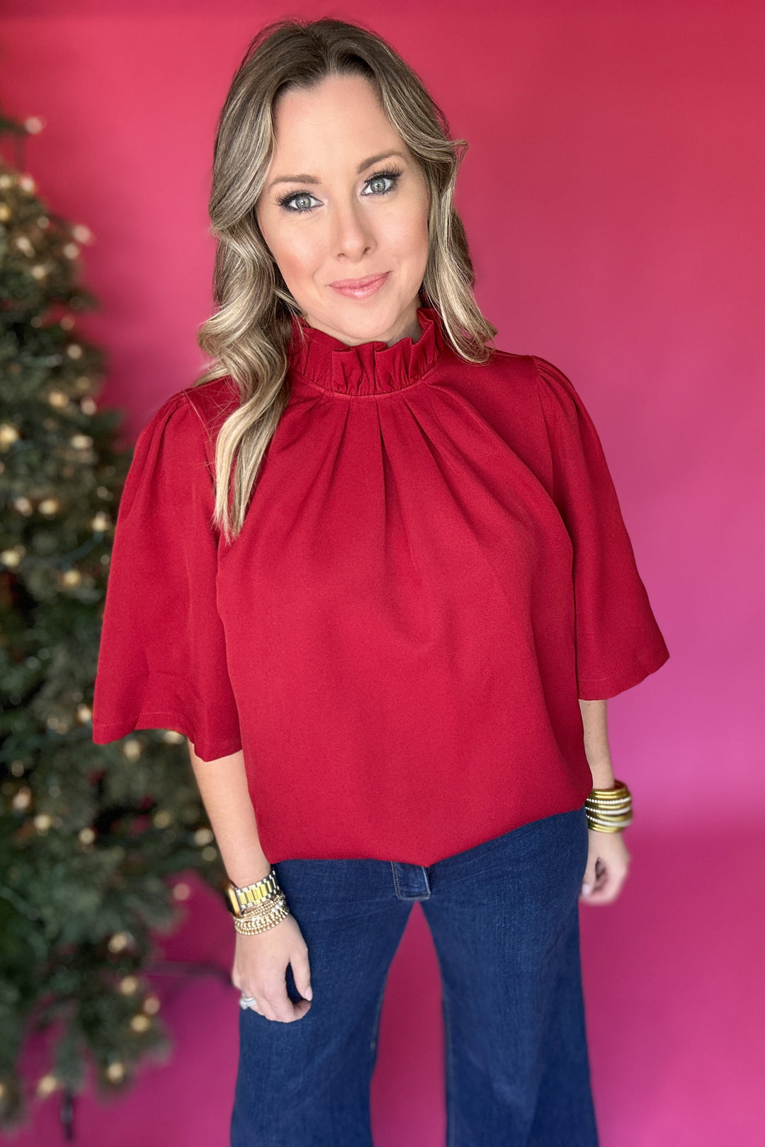 Wrapping Up Bow Back Blouse - Wine