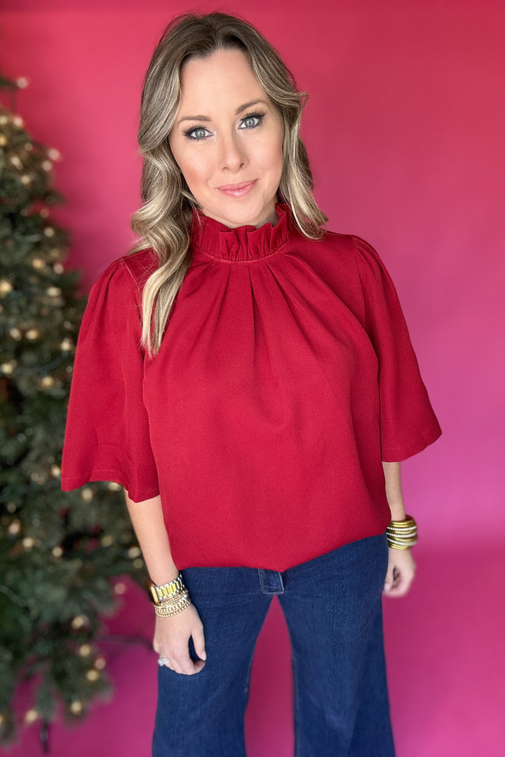 Wrapping Up Bow Back Blouse - Wine