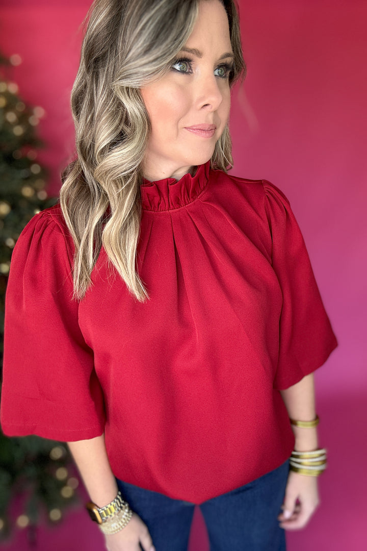 Wrapping Up Bow Back Blouse - Wine