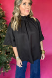 Wrapping Up Bow Back Blouse - Black