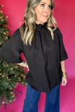 Wrapping Up Bow Back Blouse - Black