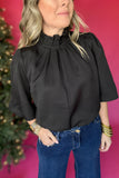 Wrapping Up Bow Back Blouse - Black