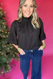 Wrapping Up Bow Back Blouse - Black