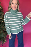 Z Supply: Josephine Stripe Sweater Palm Green