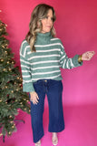 Z Supply: Josephine Stripe Sweater Palm Green