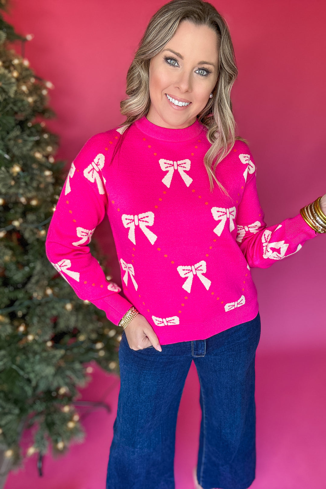 THML: Pretty Bow Please Sweater - Pink