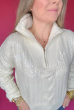 Molly Bracken: Shine Bright White  Sequin Sweater