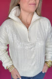 Molly Bracken: Shine Bright White  Sequin Sweater