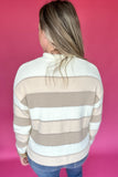 THML: Blush + Tan Stripe Metallic Sweater