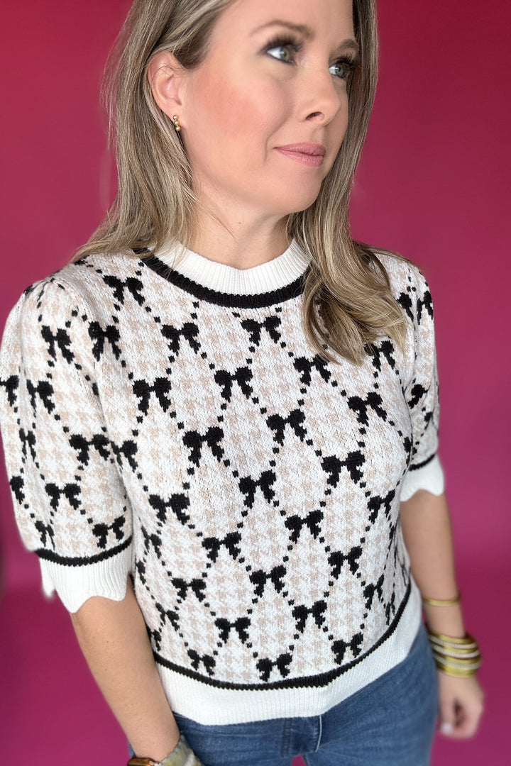 THML: Pretty In Bows + Scallops Sweater - Cream